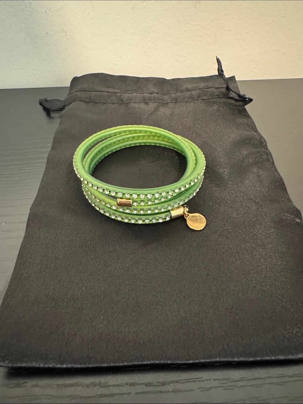 Marc By Marc Jacobs Neon Green Triple Wrap Bracelet with Gold Charm